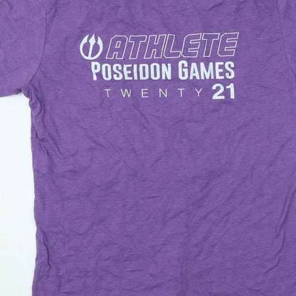 Poseidon Athlete Womens Purple Cotton Basic T-Shirt Size M Round Neck