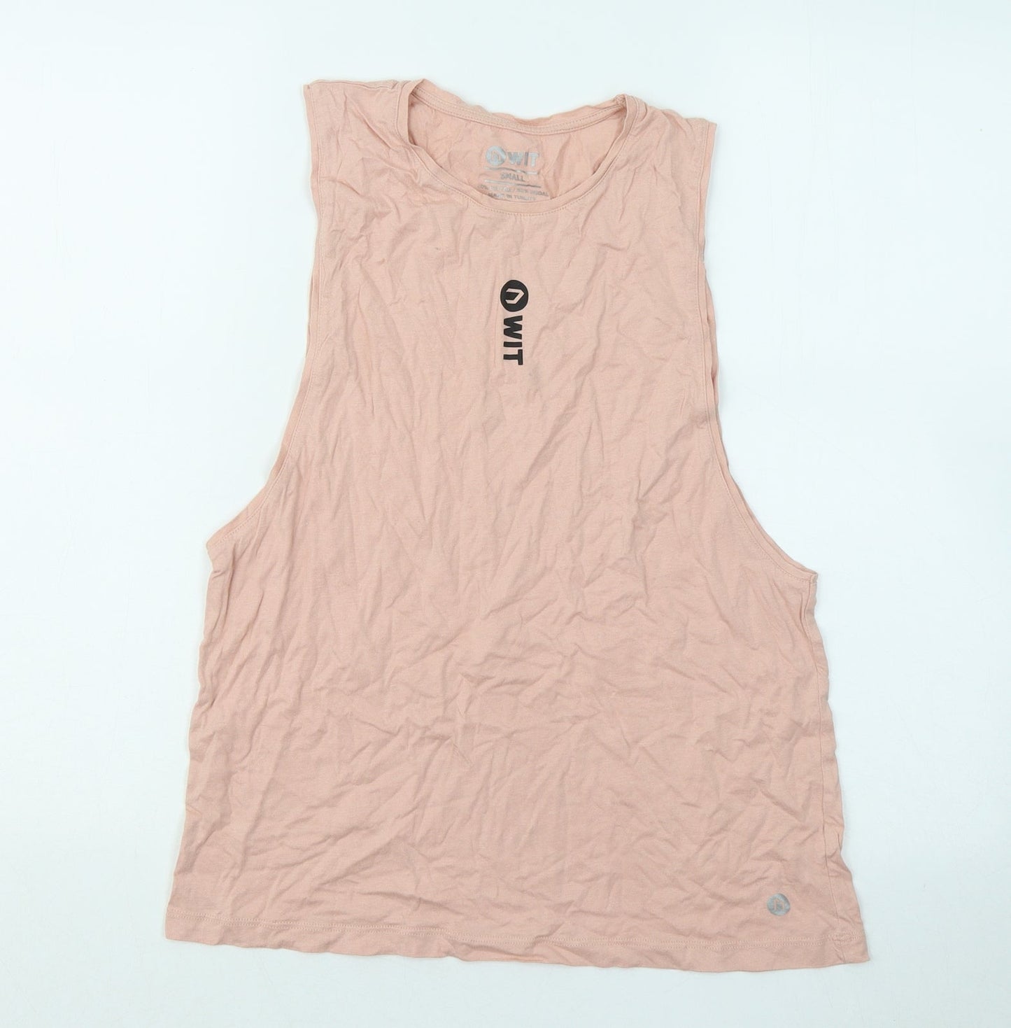 Wit Womens Pink Cotton Basic Tank Size S Round Neck