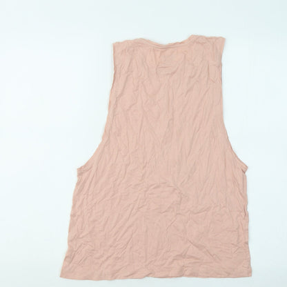 Wit Womens Pink Cotton Basic Tank Size S Round Neck