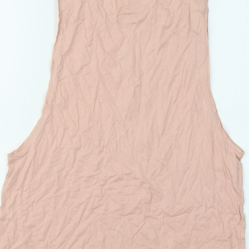 Wit Womens Pink Cotton Basic Tank Size S Round Neck