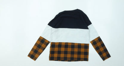 name it Boys Multicoloured Plaid Cotton Basic T-Shirt Size 9-10 Years Round Neck