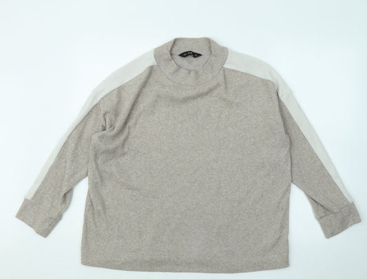 F&F Womens Beige Round Neck Polyester Pullover Jumper Size 14