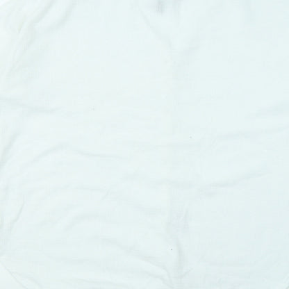 Iwollence Womens White Polyester Basic Button-Up Size M V-Neck - Front Knot