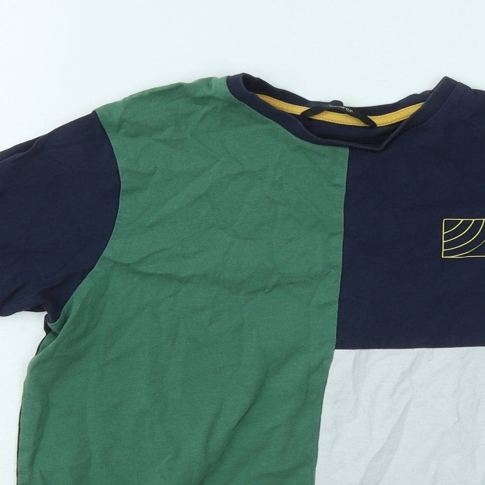 George Boys Multicoloured Colourblock Cotton Basic T-Shirt Size 11-12 Years Round Neck