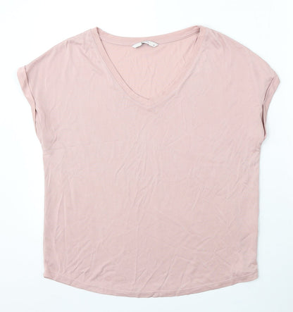TU Womens Pink Modal Basic T-Shirt Size 10 V-Neck