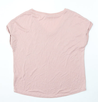 TU Womens Pink Modal Basic T-Shirt Size 10 V-Neck