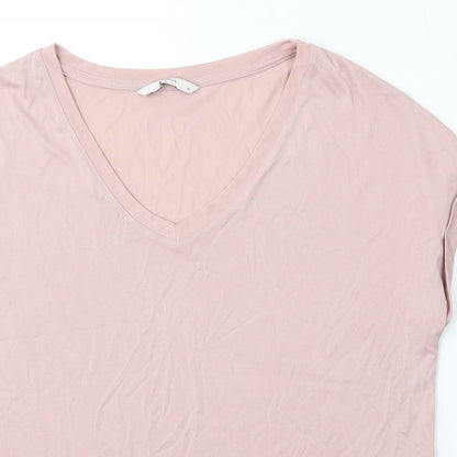 TU Womens Pink Modal Basic T-Shirt Size 10 V-Neck