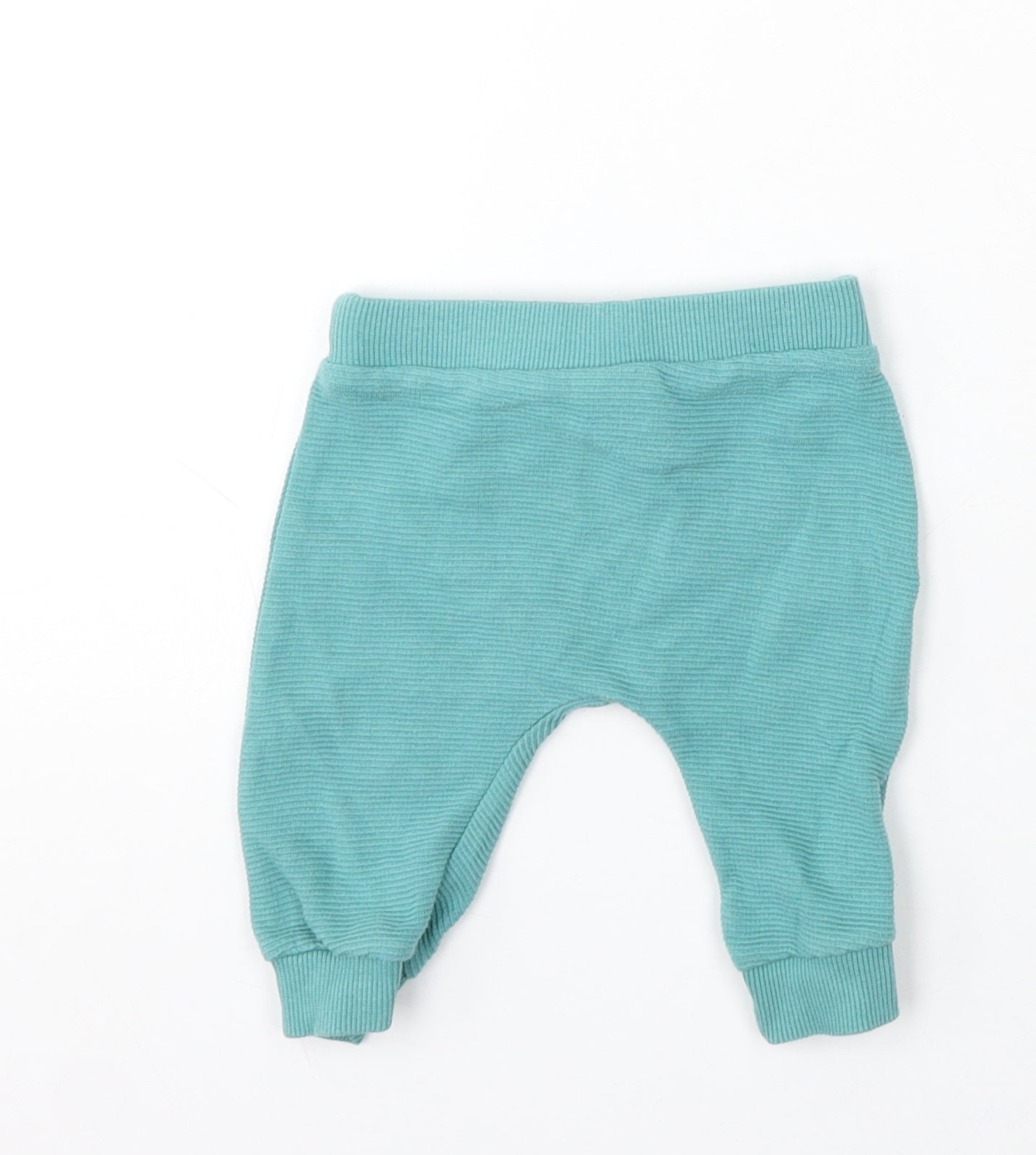 F&F Boys Blue Cotton Jogger Trousers Size 0-3 Months Drawstring