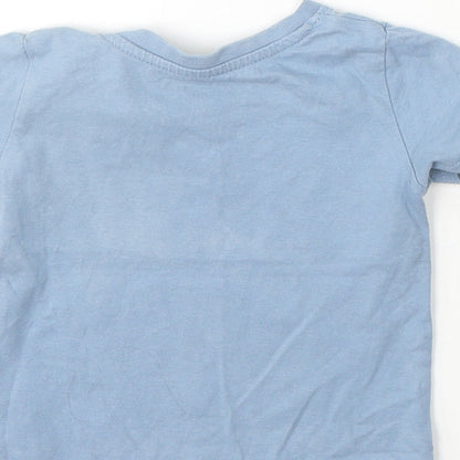 Primark Boys Blue Cotton Basic T-Shirt Size 9-12 Months Round Neck Pullover - Cars