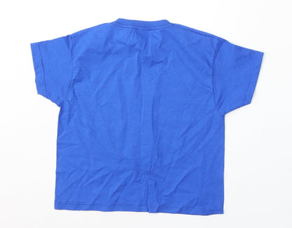 Fruit of the Loom Boys Blue Cotton Basic T-Shirt Size 3-4 Years Round Neck - Rangers FC