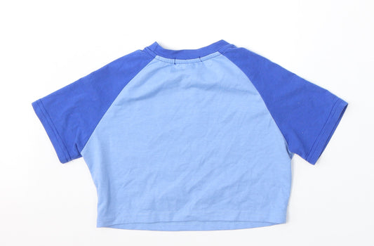 SheIn Womens Blue Polyester Basic T-Shirt Size XS Round Neck - It's My World