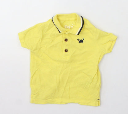 F&F Boys Yellow Cotton Basic Polo Size 3-6 Months Collared Button - Crab