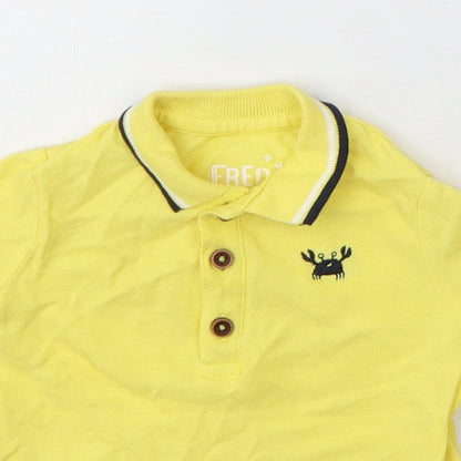 F&F Boys Yellow Cotton Basic Polo Size 3-6 Months Collared Button - Crab