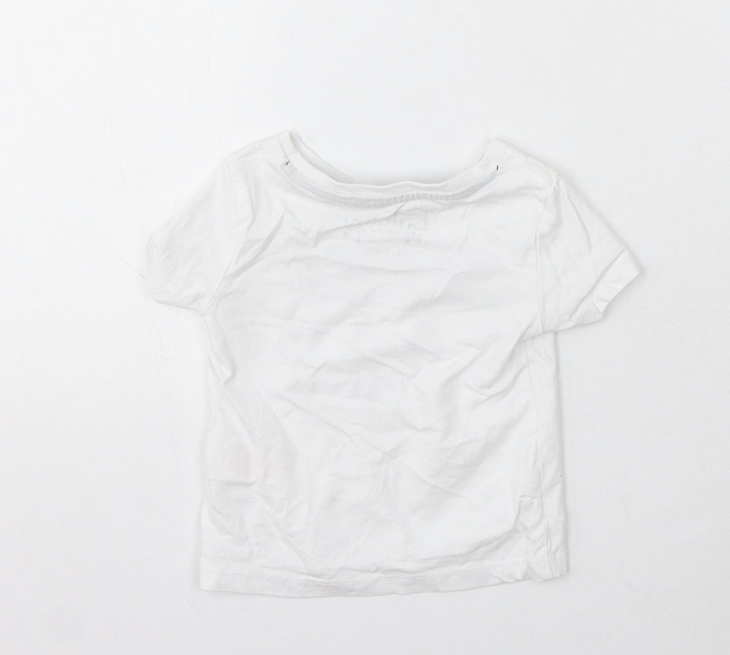 Lullaby Boys White Cotton Basic T-Shirt Size 3-6 Months Round Neck - Mini Boss