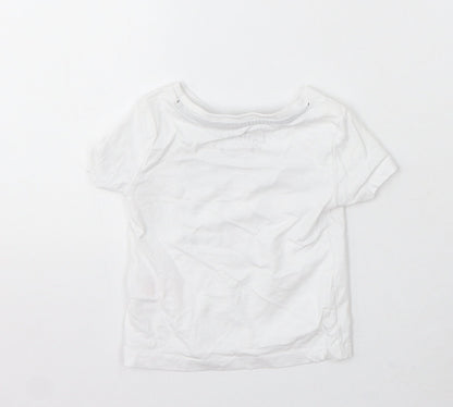 Lullaby Boys White Cotton Basic T-Shirt Size 3-6 Months Round Neck - Mini Boss