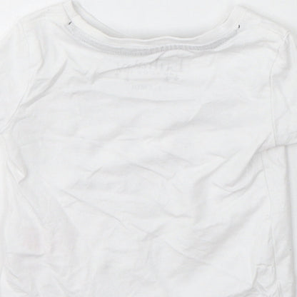 Lullaby Boys White Cotton Basic T-Shirt Size 3-6 Months Round Neck - Mini Boss