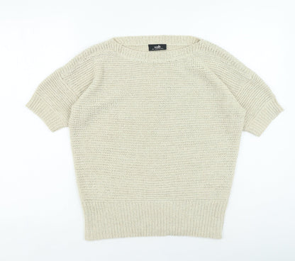 Wallis Womens Beige Round Neck Acrylic Pullover Jumper Size S