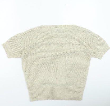 Wallis Womens Beige Round Neck Acrylic Pullover Jumper Size S