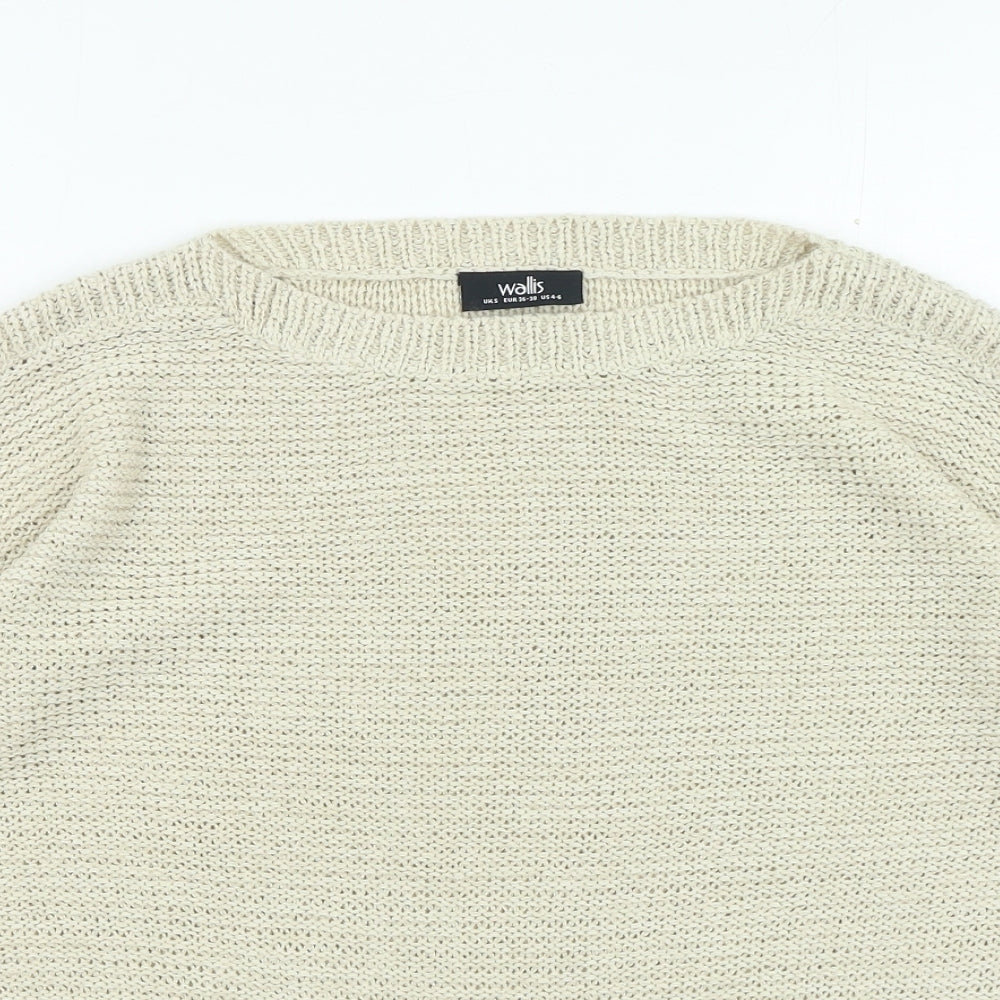 Wallis Womens Beige Round Neck Acrylic Pullover Jumper Size S