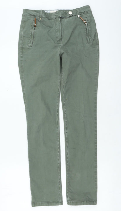 Per Una Womens Green Cotton Skinny Jeans Size 8 L26 in Regular Zip