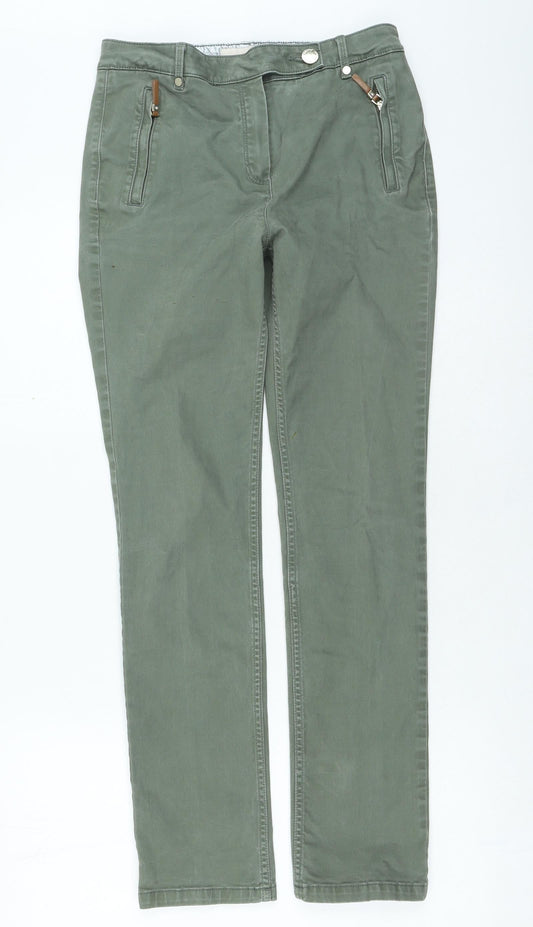 Per Una Womens Green Cotton Skinny Jeans Size 8 L26 in Regular Zip