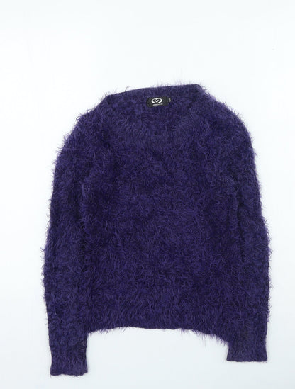 V London Womens Purple Round Neck Acrylic Pullover Jumper Size S