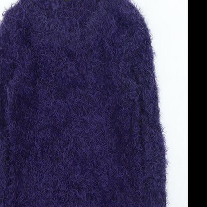 V London Womens Purple Round Neck Acrylic Pullover Jumper Size S