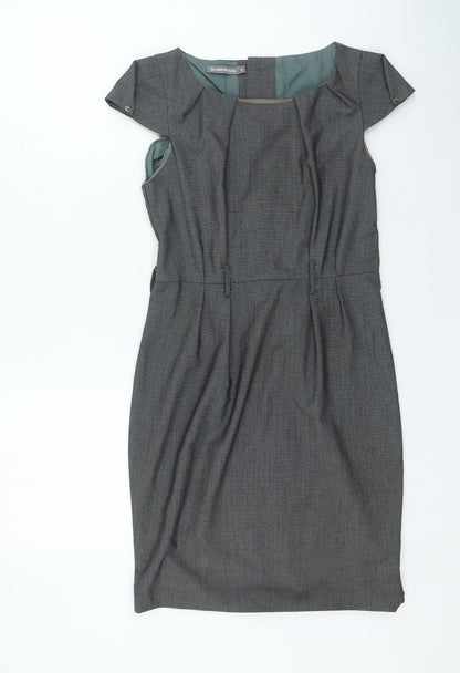 Glamourous Womens Grey Polyester Bodycon Size 10 Round Neck Button