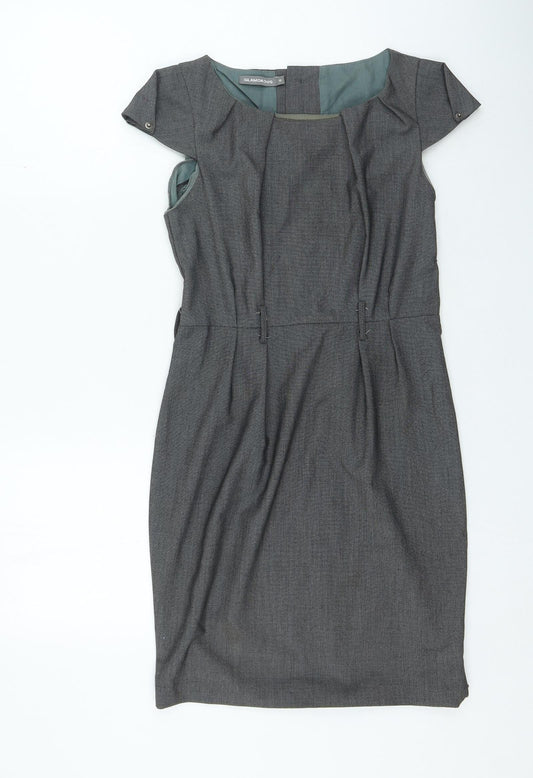Glamourous Womens Grey Polyester Bodycon Size 10 Round Neck Button