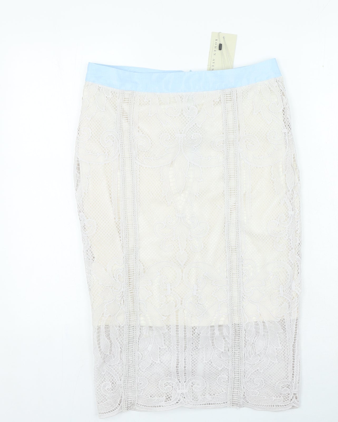 Rowen Avenue Womens Ivory Polyester Straight & Pencil Skirt Size M Zip
