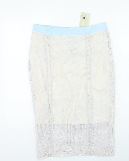 Rowen Avenue Womens Ivory Polyester Straight & Pencil Skirt Size M Zip