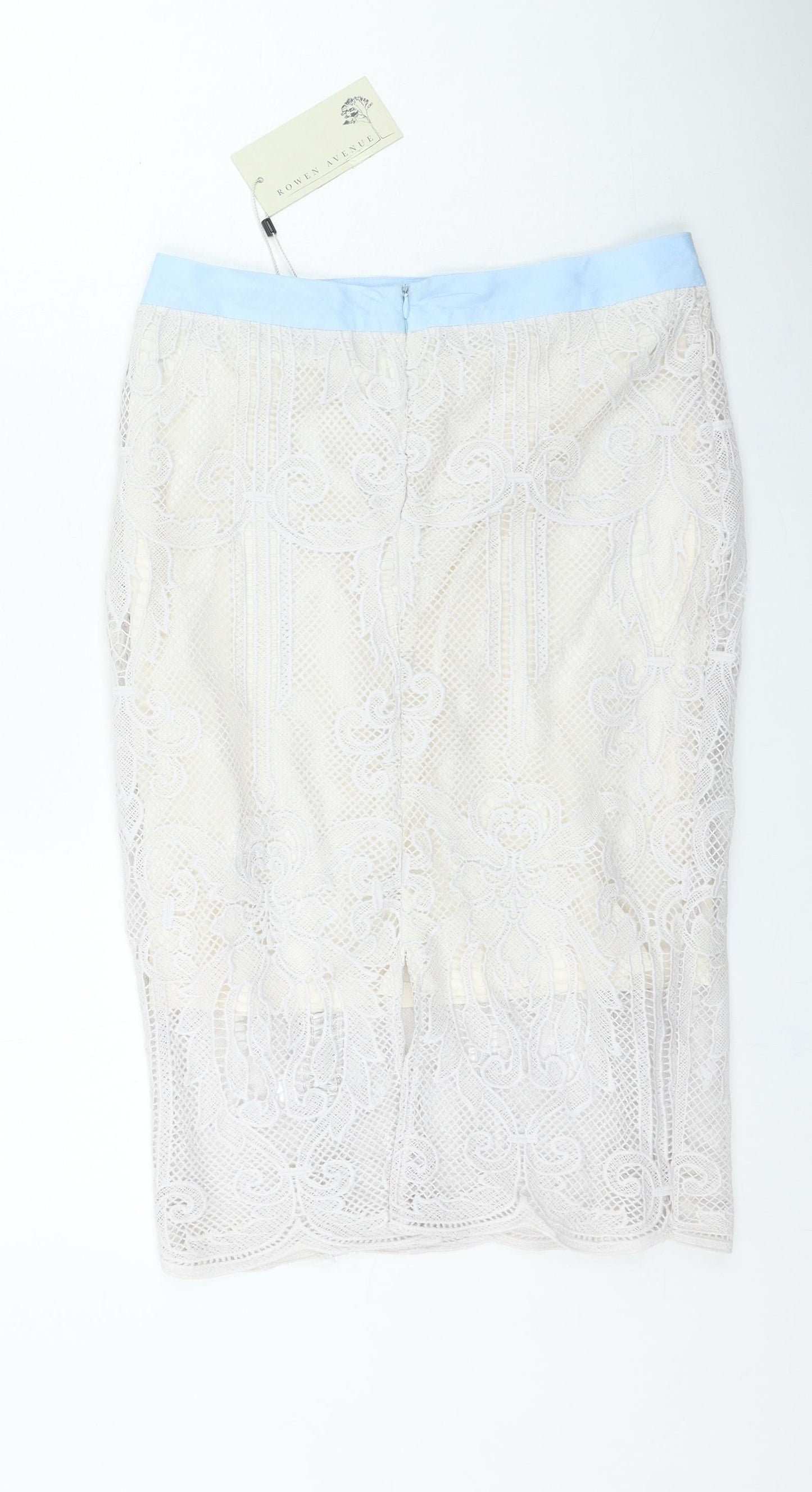 Rowen Avenue Womens Ivory Polyester Straight & Pencil Skirt Size M Zip