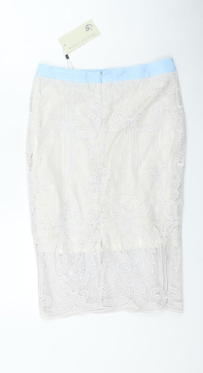 Rowen Avenue Womens Ivory Polyester Straight & Pencil Skirt Size M Zip
