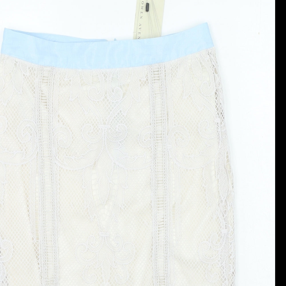 Rowen Avenue Womens Ivory Polyester Straight & Pencil Skirt Size M Zip