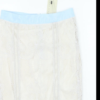 Rowen Avenue Womens Ivory Polyester Straight & Pencil Skirt Size M Zip