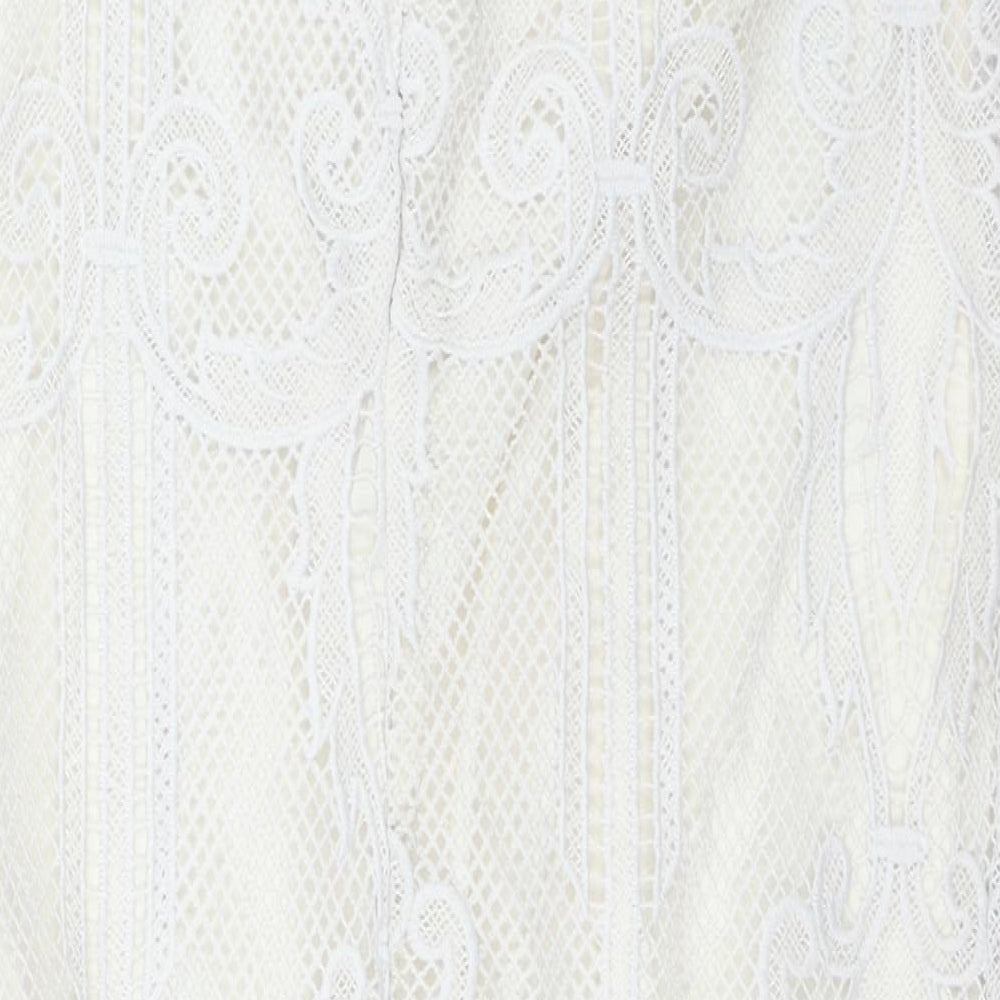 Rowen Avenue Womens Ivory Polyester Straight & Pencil Skirt Size M Zip