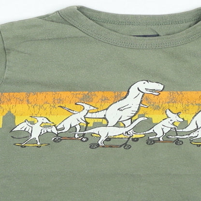 Gap Boys Green Cotton Basic Casual Size 5 Years Round Neck Pullover - Dinosaur