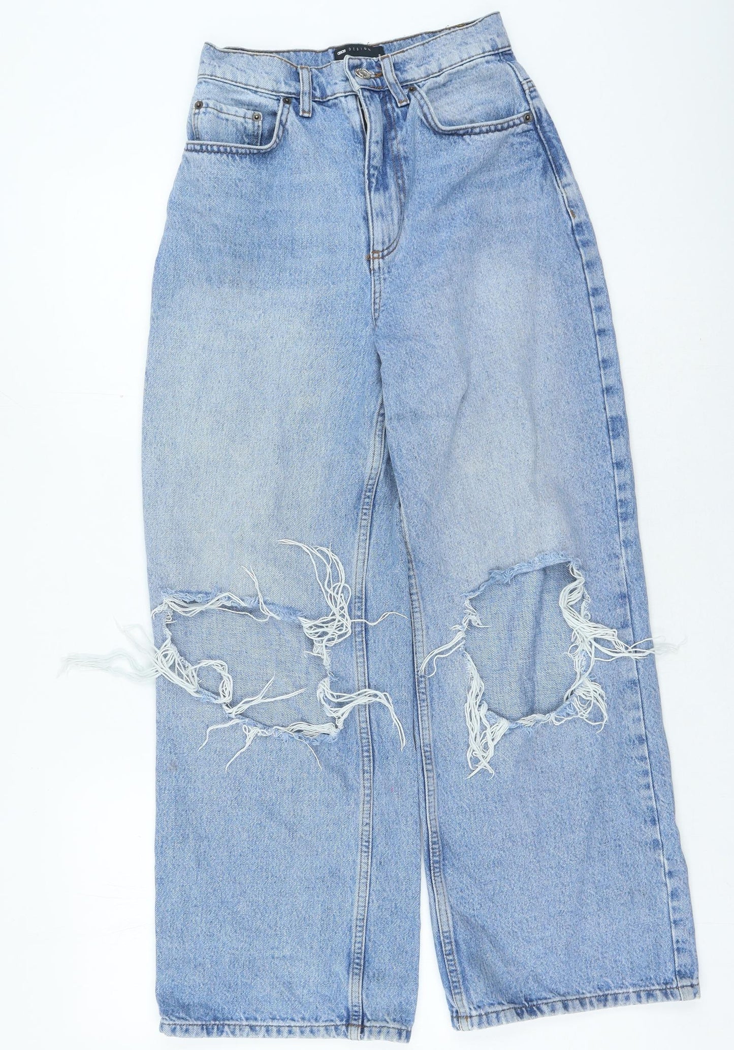 ASOS Womens Blue Cotton Straight Jeans Size 26 in L26 in Regular Zip