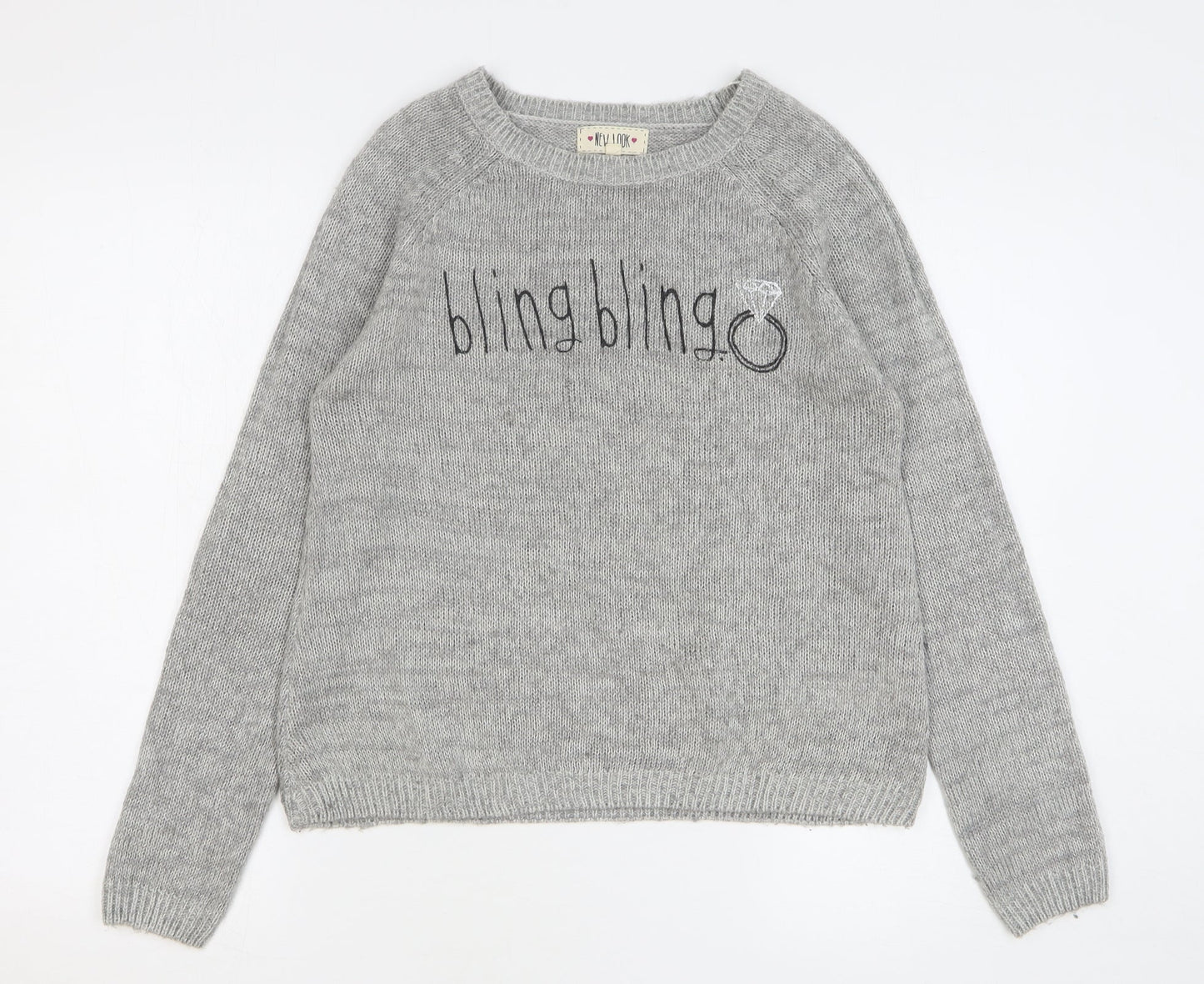Womens UK Size 12 New Look Grey Pullover Jumper