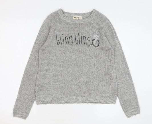 Womens UK Size 12 New Look Grey Pullover Jumper