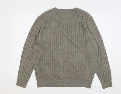 CASAMODA Womens Green Round Neck Cotton Pullover Jumper Size M