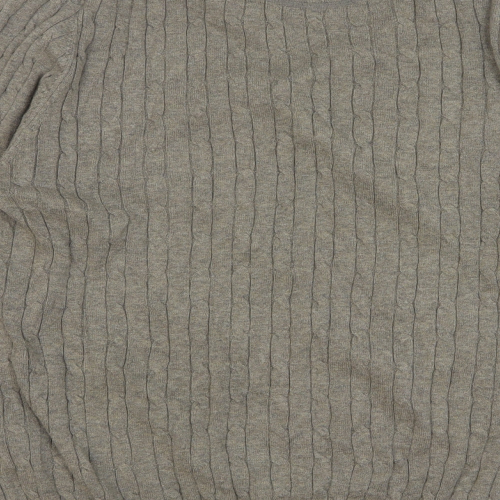CASAMODA Womens Green Round Neck Cotton Pullover Jumper Size M