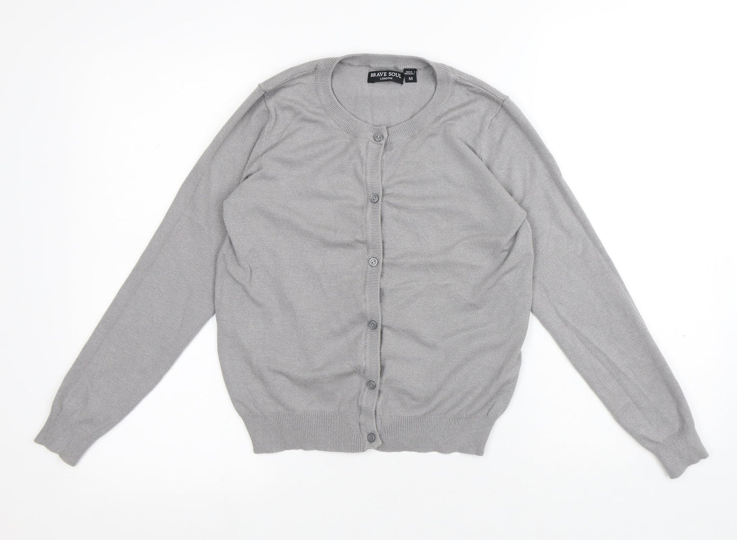 Womens UK Size M Brave Soul Grey Cardigan Jumper