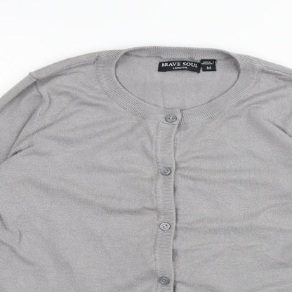 Womens UK Size M Brave Soul Grey Cardigan Jumper