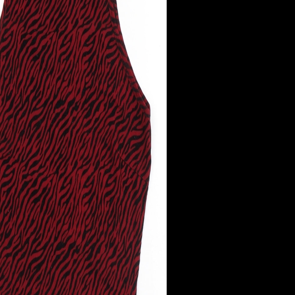 NAANAA Womens Red Animal Print Polyester Bodysuit One-Piece Size 8 Snap