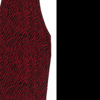 NAANAA Womens Red Animal Print Polyester Bodysuit One-Piece Size 8 Snap