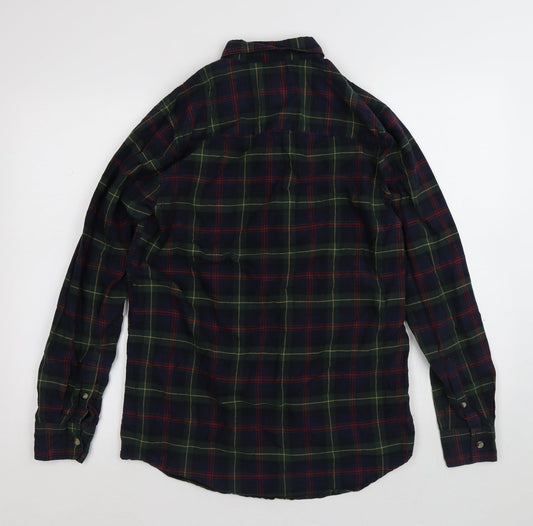 Topman Mens Multicoloured Plaid Cotton Button-Up Size S Collared Button