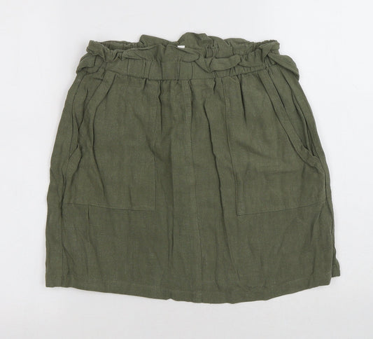 Apricot Womens Green Polyester A-Line Skirt Size 8 Tie