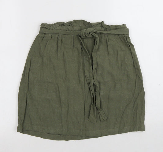 Apricot Womens Green Polyester A-Line Skirt Size 8 Tie