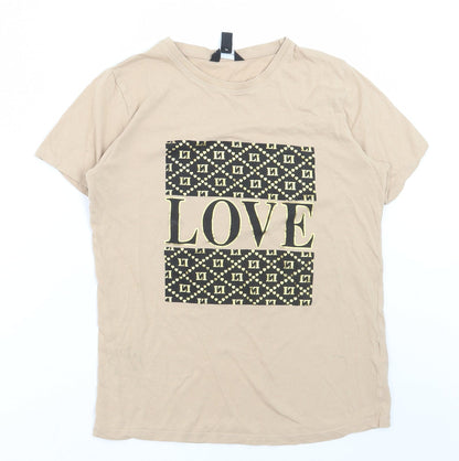 Womens UK Size 6 New Look Beige Basic T-Shirt